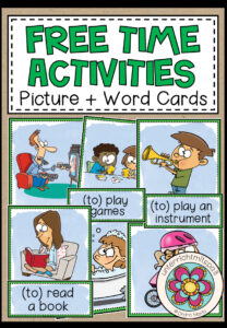 FREE TIME ACTIVITIES – Picture + Word Cards (Hobbies)