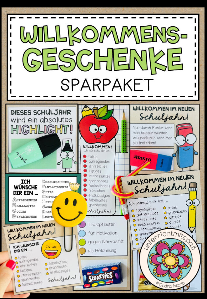 WILLKOMMENSGESCHENKE / WILLKOMMENSGRÜßE zum Schulanfang (wachsendes Sparpaket)