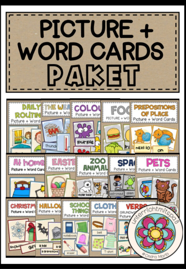 PICTURE + WORD CARDS (Englisch) MEGA PAKET – mehr als 70 Sets (wachsendes Paket)