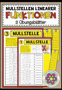LINEARE FUNKTIONEN (Nullstelle) – 3 Übungsblätter
