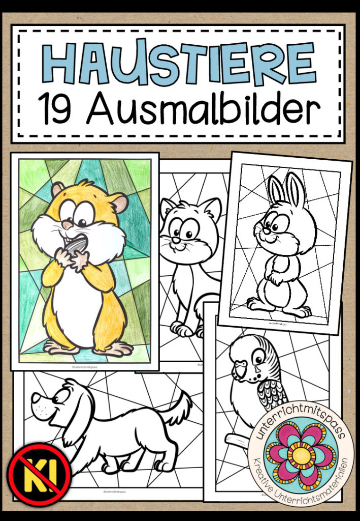 Haustiere – 19 Ausmalbilder