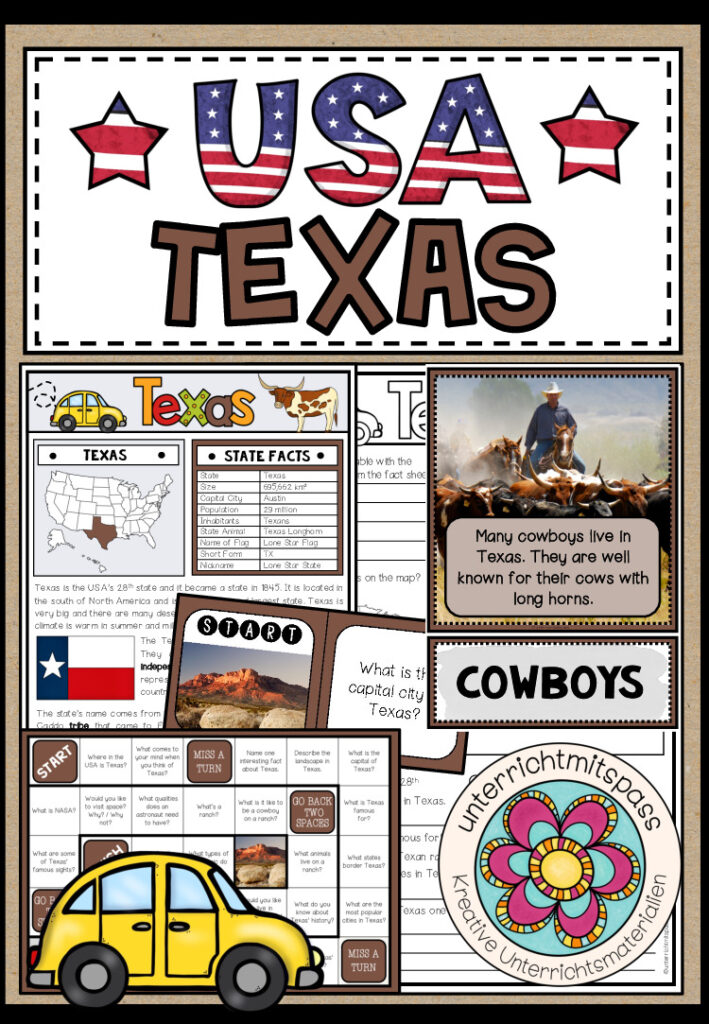 USA – Texas (Fact Sheets, Worksheets and Games)
