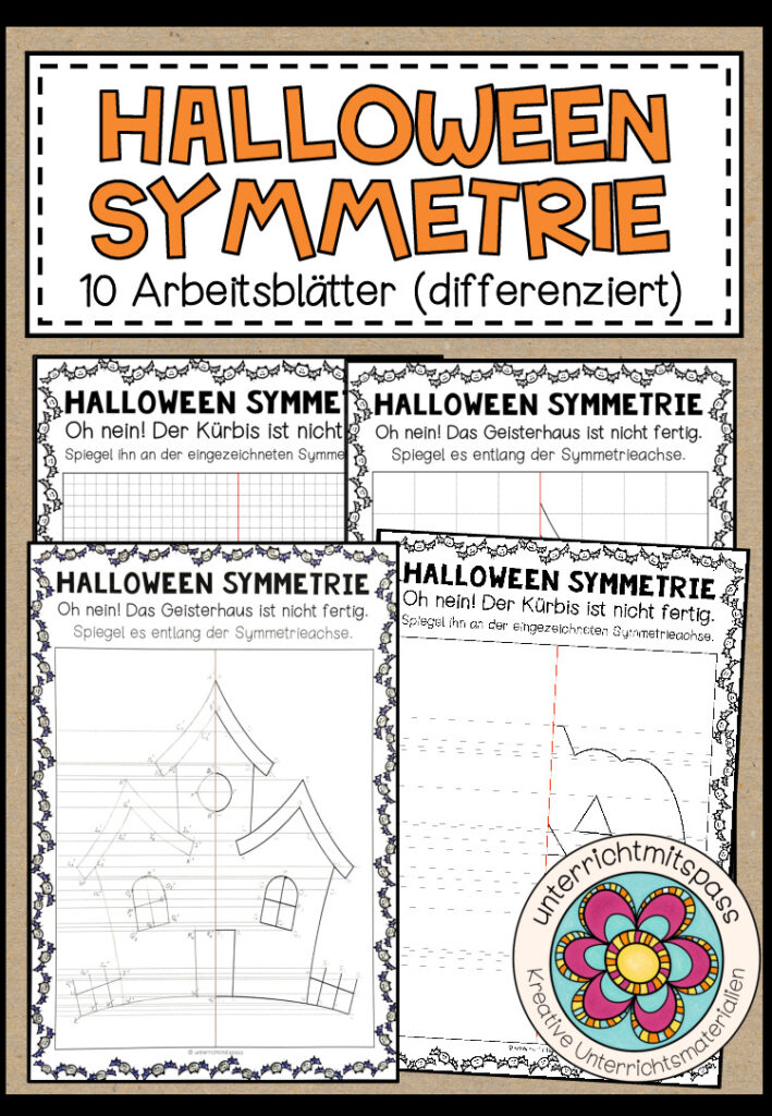 HALLOWEEN SYMMETRIE – 10 Arbeitsblätter (differenziert)