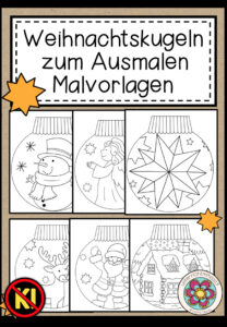 Weihnachtskugeln zum Ausmalen (10 Malvorlagen)