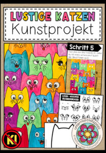 Lustige Katzen im Pop-Art Stil – Kunstprojekt (fertig geplante Kunsteinheit)