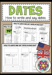 How to write and say DATES (Präsentationsfolien + Arbeits/Merkblätter) AE + BE