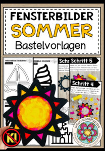 Sommer – Fensterbilder (verschiedene Bastelvorlagen)