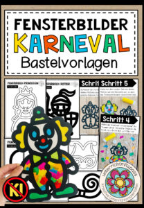 Karneval / Fasching – Fensterbilder (verschiedene Bastelvorlagen)