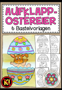 Ostereier – Aufklappbilder (6 handgezeichnete Bastelvorlagen)