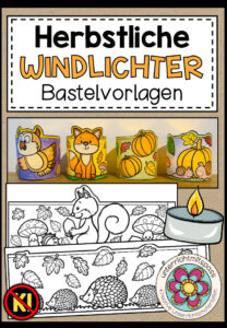 Herbst – Windlichter (6 handgezeichnete Bastelvorlagen)