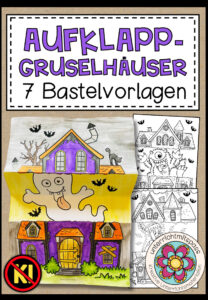 Gruselhäuser – Aufklappbilder (7 handgezeichnete Bastelvorlagen)