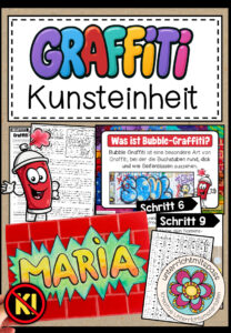Graffiti Namensschilder – Kunstprojekt (fertig geplante Kunststunde)