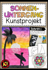 Sonnenuntergang – Kunstprojekt mit 3D-Effekt (fertig geplante Kunststunde)