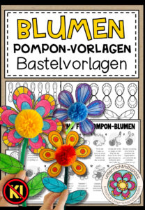 Pompon-Blumen (Bastelvorlagen + Anleitung)