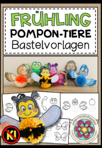 FRÜHLING – Pompon-Tiere (Bastelvorlagen + Anleitung)