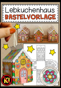 Lebkuchenhaus – Bastelvorlage