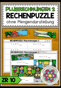 Addition im Zahlenraum 10 Klasse 1 – Plusrechnen bis 10, Rechenaufgaben ohne Mengendarstellung | Rechenpuzzle