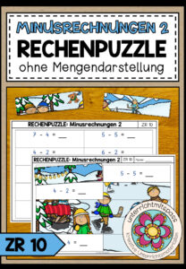 Subtraktion bis 10 Klasse 1 – Minusrechnen, Zahlenraum 10, Rechenaufgaben ohne Mengendarstellung | Rechenpuzzle