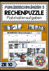 Subtraktion im Zahlenraum bis 10 Klasse 1 – Platzhalteraufgaben, fehlende Zahlen, Minusrechnen | Rechenpuzzle