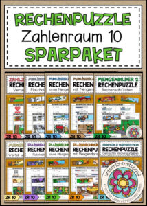 Cover des Pakets „Rechnen im Zahlenraum bis 10 Klasse 1 – Addition, Subtraktion, Zahlenzerlegung, Mengen | Rechenpuzzle-Sparpaket“